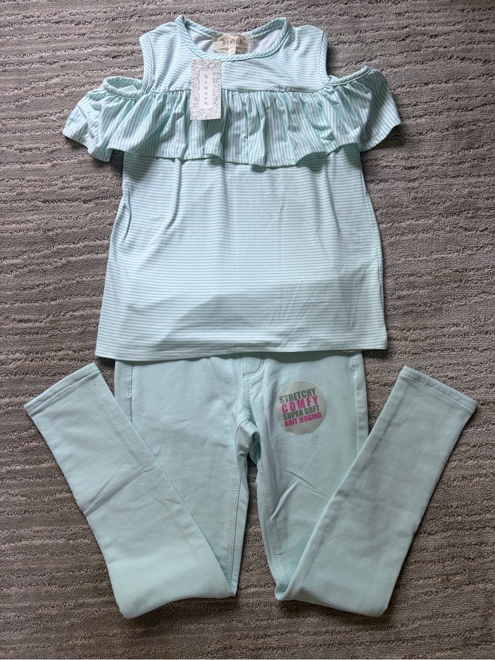 Btween Girls Mint Green Stripe Ruffle Tank AND Tommy Bahama Mint Green Pants NWT